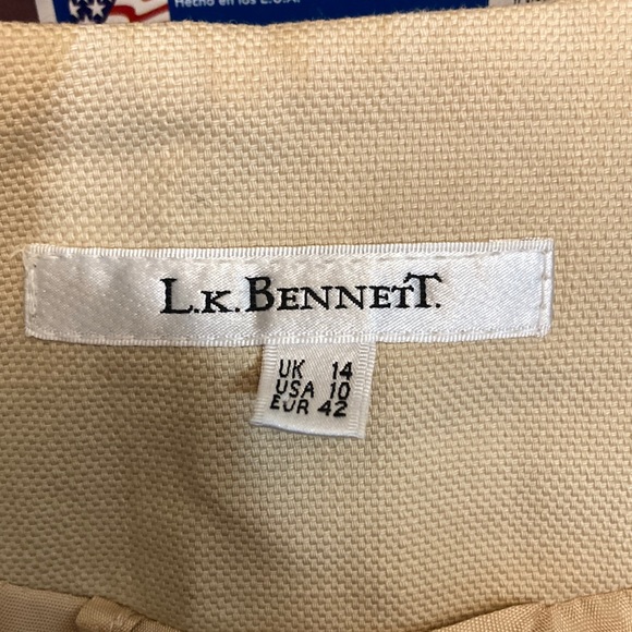 LK Bennet Linen Ruffle Blazer 10 Lightweight Party Jacket Khaki Tan - Picture 5 of 7